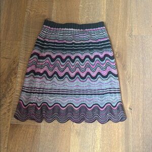 Missoni Purple and Gray Ribbed A-Line Midi Skirt